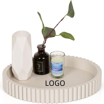 11" Concrete Round Decorative Tray For Coffee Table