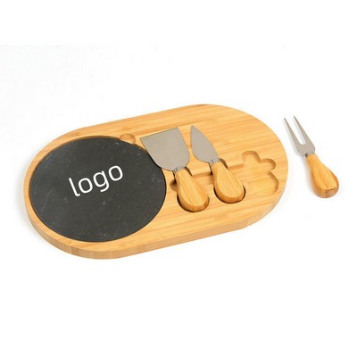 Oval Cheese Board with 3 Knives