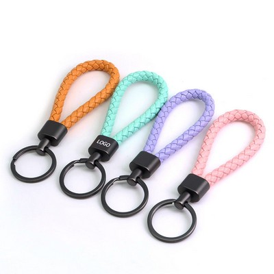 Leather Strap Lanyard Car Keychain