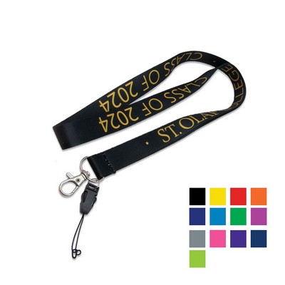 Custom 3/4" Polyester Lanyard w/ Lobster Claw & Cell Phone Loop