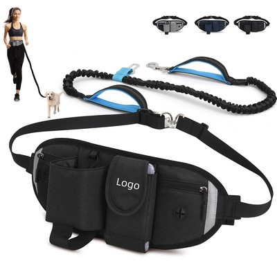 Dog Running Leash with Adjustable Waist Belt Fanny Pack