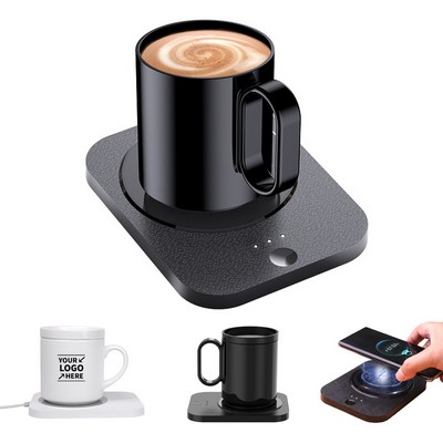 12Oz Ceramic Mug Heating Coaster W/ Wireless Charging