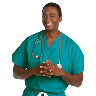 Fashion Seal Fashion Poplin - Unisex Reversible V-Neck Top in Teal