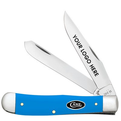 Smooth Light Blue Synthetic Trapper Pocket Knife with Black Case Shield