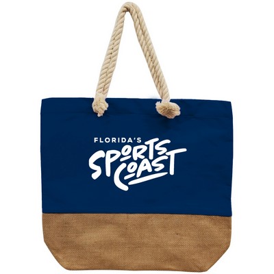 Large Canvas Jute Beach Tote