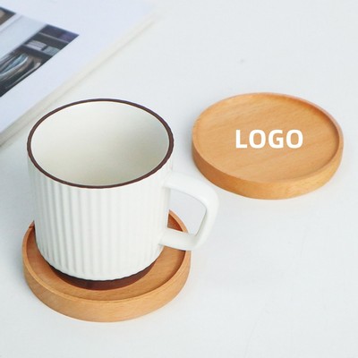 Beech Wood Non-Slip Mug Mat, Cup Coaster, Wood Cup Mat
