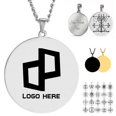 Stainless Steel Round Pendant Necklace