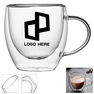 8.5Oz Double Walled Coffee Glass Mug