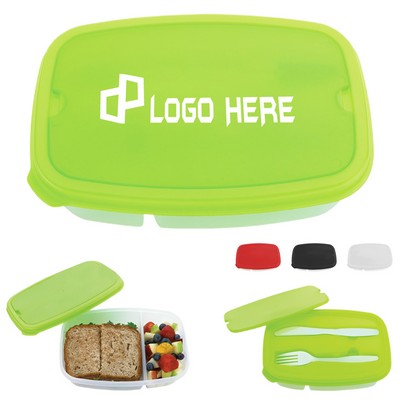 Plastic Lunch Box W/ Two Compartments