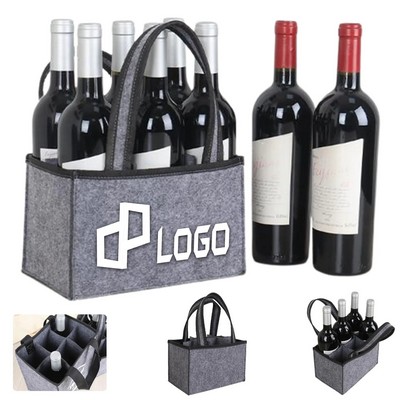 9.45 X 5.91 X 5.91" 6 Bottles Wine Felt Bag