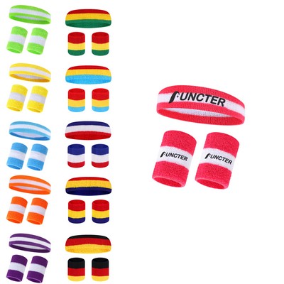 Colorful Sweat-Wicking Headband & Wristband Set