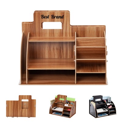 Wood Desktop Office Supplies Organizer