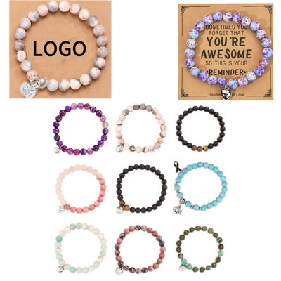 Stone Bead Bracelet With Custom Card