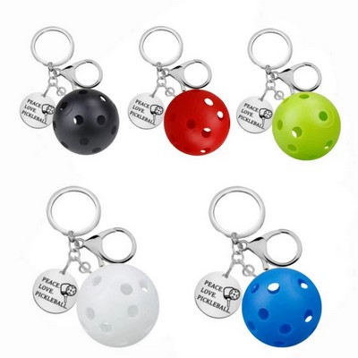 26 Holes Pickleball Keychain with Tag