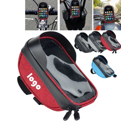 Waterproof Hard-Shell Road Mountain Bike Front Frame Bag With Clear Touchscreen Pocket