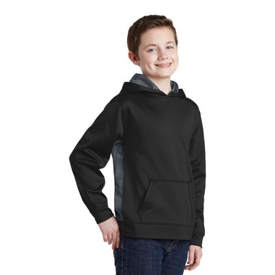 Sport-Tek Youth Sport-Wick CamoHex Fleece Colorblock Hooded Pullover
