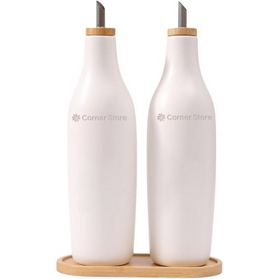 Olive Oil and Vinegar Ceramic Pourer Set