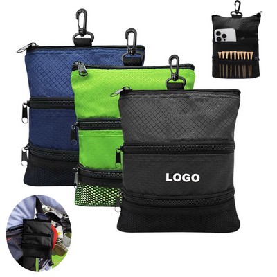 Custom Multi-Pocket Waterproof Golf Ball Holder Bag with Clip