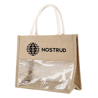 Large-Capacity Transparent Burlap Tote Bag