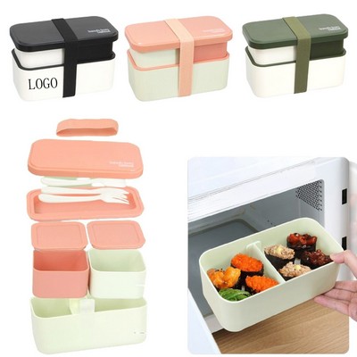 Microwaveable Double Layer Lunch Container Bento Lunch Box
