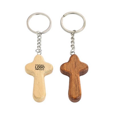 Wooden Handmade Cross Keychain