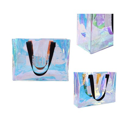 Iridescent Clear Tote With Waterproof Design