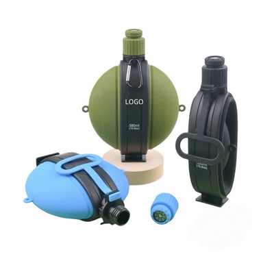 19 Oz Outdoor Military Foldable Canteen Bottle W/ Compass
