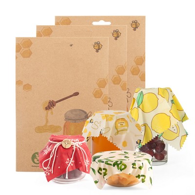 3 Pack Reusable Beeswax Wrap For Food Storage