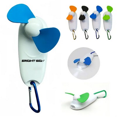 Handheld Mini Fan with LED Flashlight & Carabiner