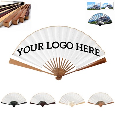 Chinese Traditional Rice Paper Handheld Folding Fan