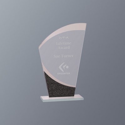 Clear/Black Designer Glass Award Series, Wave, Small (4-1/2"x 7-1/4"H)