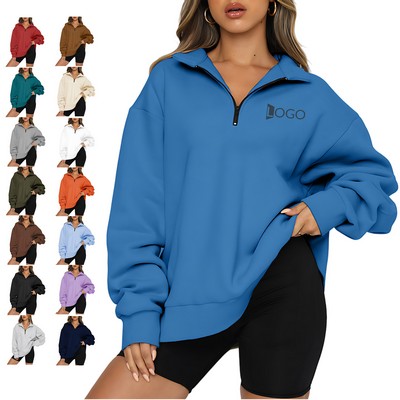 Oversized Half-Zip Sweatshirt for Women
