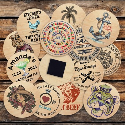 2" Round Wood Magnet