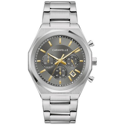 Caravelle Men's Dress Stainless Steel Bracelet Watch Gray Dial