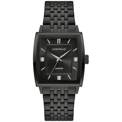 Caravelle Men's Modern Black Stainless Steel Bracelet Watch