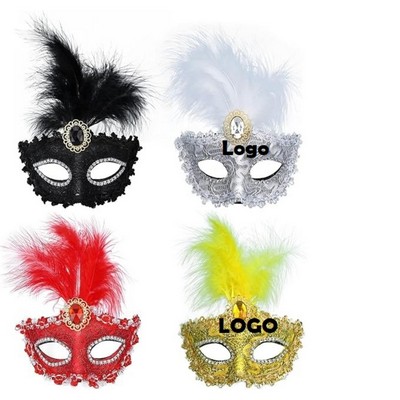 Illuminated Feathered Mardi Gras Mask