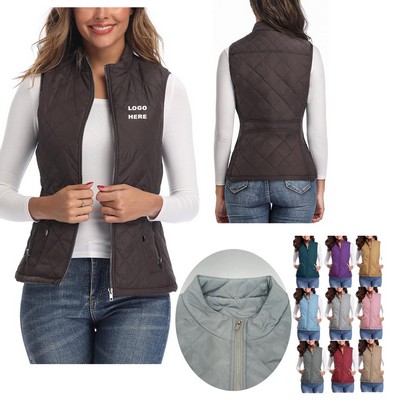 Custom Winter Fashion Women's Sleeveless Jacket Body Warmer Quilted Vest
