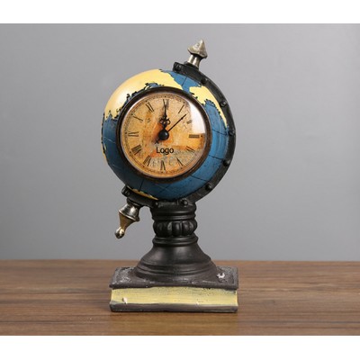 Retro Vintage Desktop Clock Globe Shaped Ornament