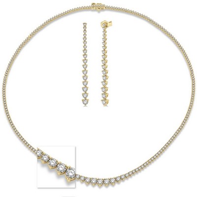 Jilco Diamond Riviera Drop Gold Earrings And Necklace Set
