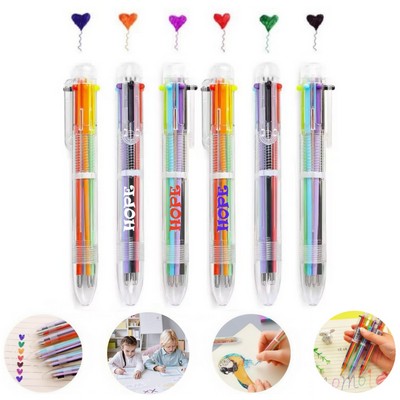 6 Colors Transparent Barrel Ballpoint Pen