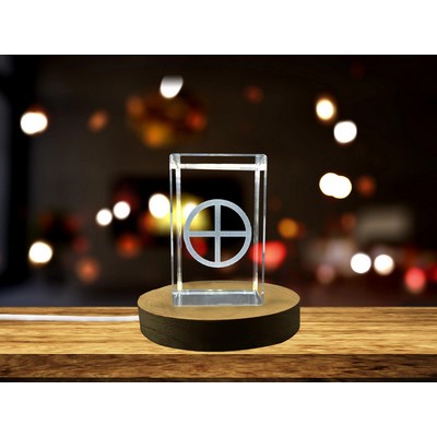 Earth Symbol 3D Engraved Crystal Trophy Award w/LED Base - Gift for Nature Lovers