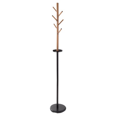 Honey-Can-Do Freestanding Coat Rack W/ Tree Design & Accessory Tray Black/Brown