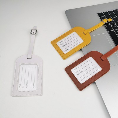 Small PU Leather Luggage Personalizable Travel ID Tag For Travel Business Trip