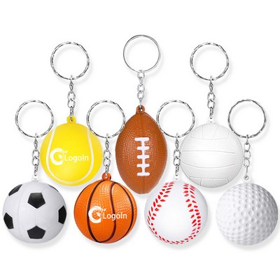 Mini Foam Squeeze Sports Ball Toy with Keychain