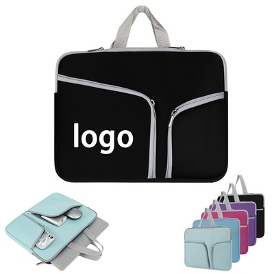 Neoprene Laptop Sleeve With Handle And 3 Zipper Compartments