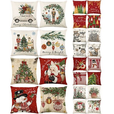 Cotton Linen Full Printed Throw Pillowcase