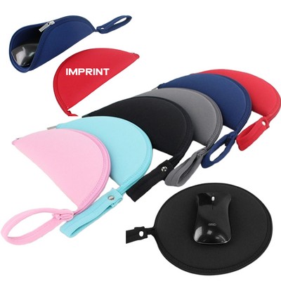 Travel Zipper Folding Round Mouse Pad