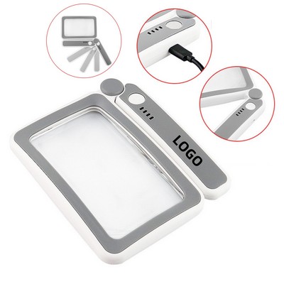 LED 3-Level Dimmable Foldable Square Handheld Magnifier