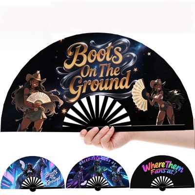 Custom Boots on the Ground Hand Fan Foldable Cowboy Carter