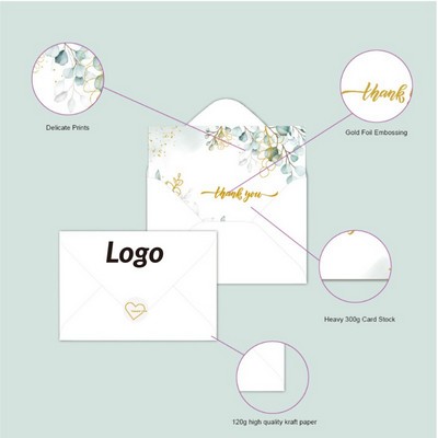 Luxury Gold Foil Thank You Card Set with Envelopes
